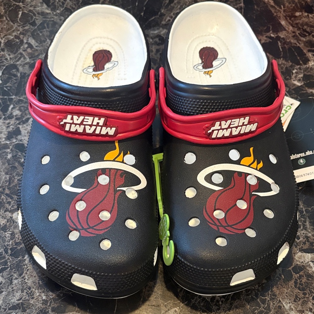 CROCS Black and Red Miami Heat Loafers